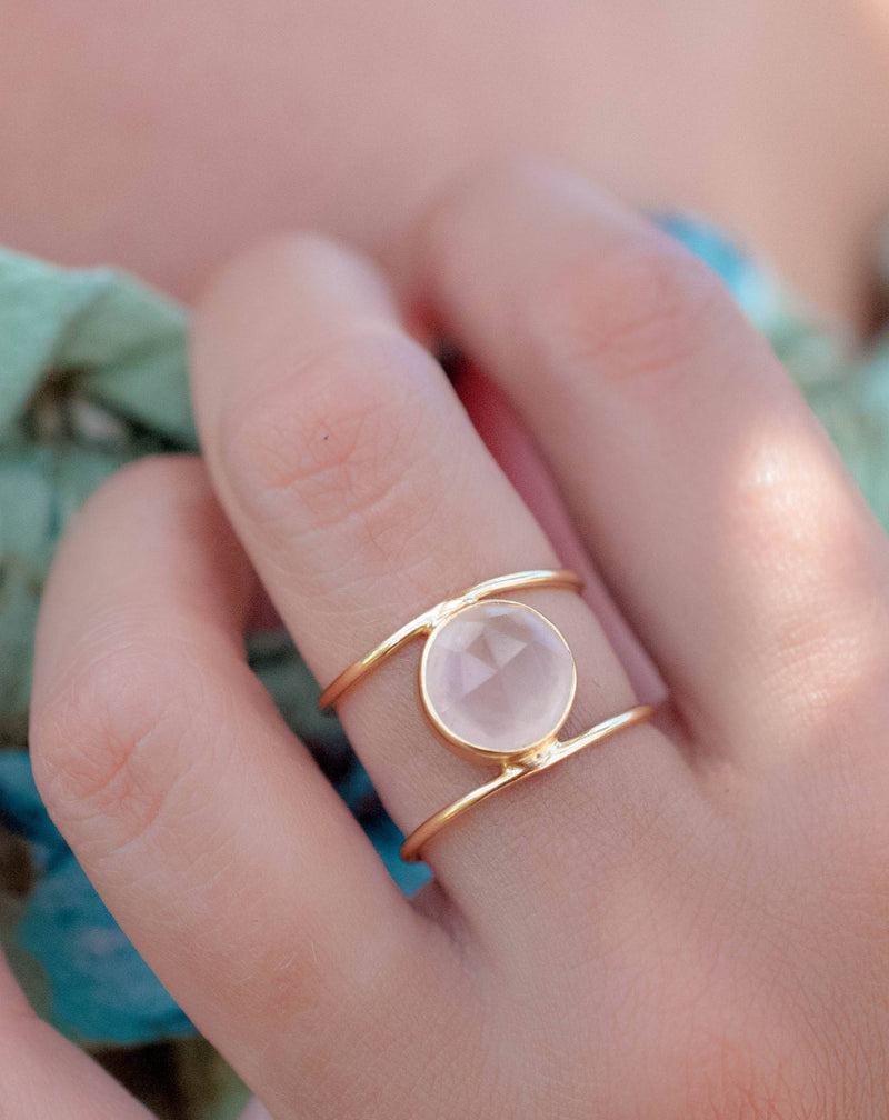 Rose Quartz Ring * Gold Ring * Statement Ring * Gemstone Ring * Pink * Bridal Ring * Wedding Ring * Organic Ring * Natural* BJR013