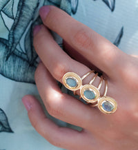 SALE Rainbow Labradorite Ring * Boho * Gemstone *Handmade*Bohemian *Gold Plated*Statement *February * March Birthstone* Gypsy *Bycila BJR093