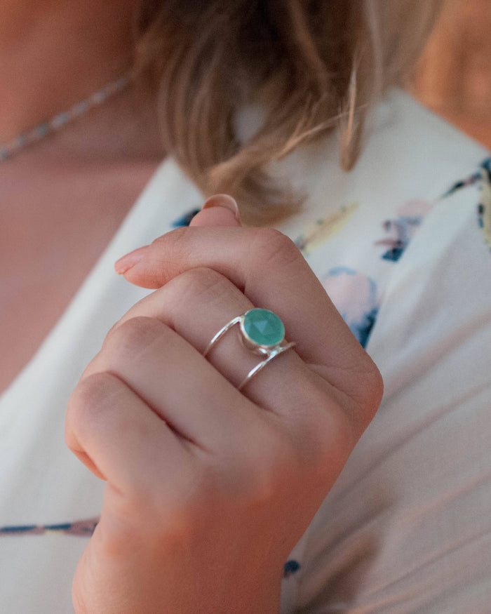 Aqua Chalcedony Ring * Sterling Silver 925 * Statement * Gemstone * Bycila *Handmade * November* December Birthstone *Sagittarius BJR023