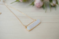 Leone Necklace * White Druzy * Gold Vermeil or Sterling Silver 925 * BJN045