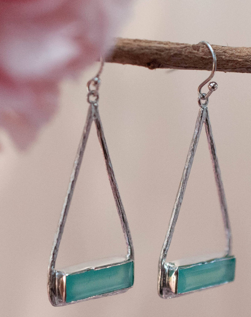 Marina Earrings * Aqua Chalcedony * Gold Plated 18k, Silver Plated or Rose Gold Plated * BJE005B