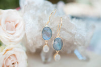 Karine Earrings * Labradorite & Moonstone * Gold Plated 18k * BJE071