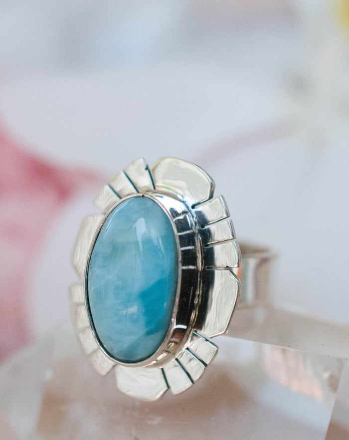 Larimar Ring * Sterling Silver 925 * Gemstone * Natural * Statement * Handmade * Semi Precious Stone * Bohemian * Chic * Boho * BJR193