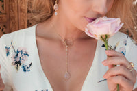 Rose Quartz Lariat Necklace *Gold Filled or Sterling Silver 925 *Mix Metals *Gemstone *Statement *Bycila *Bridesmaid *BJN001-7H