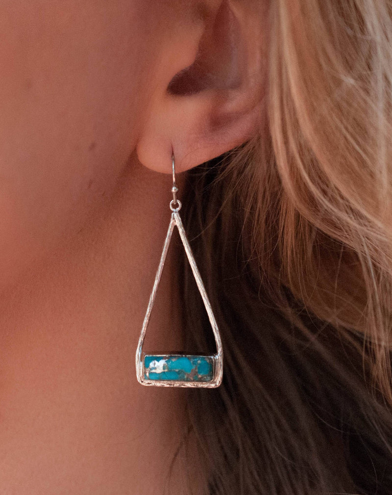 Marina Earrings * Copper Turquoise * Gold Plated 18k or Silver Plated * BJE002B
