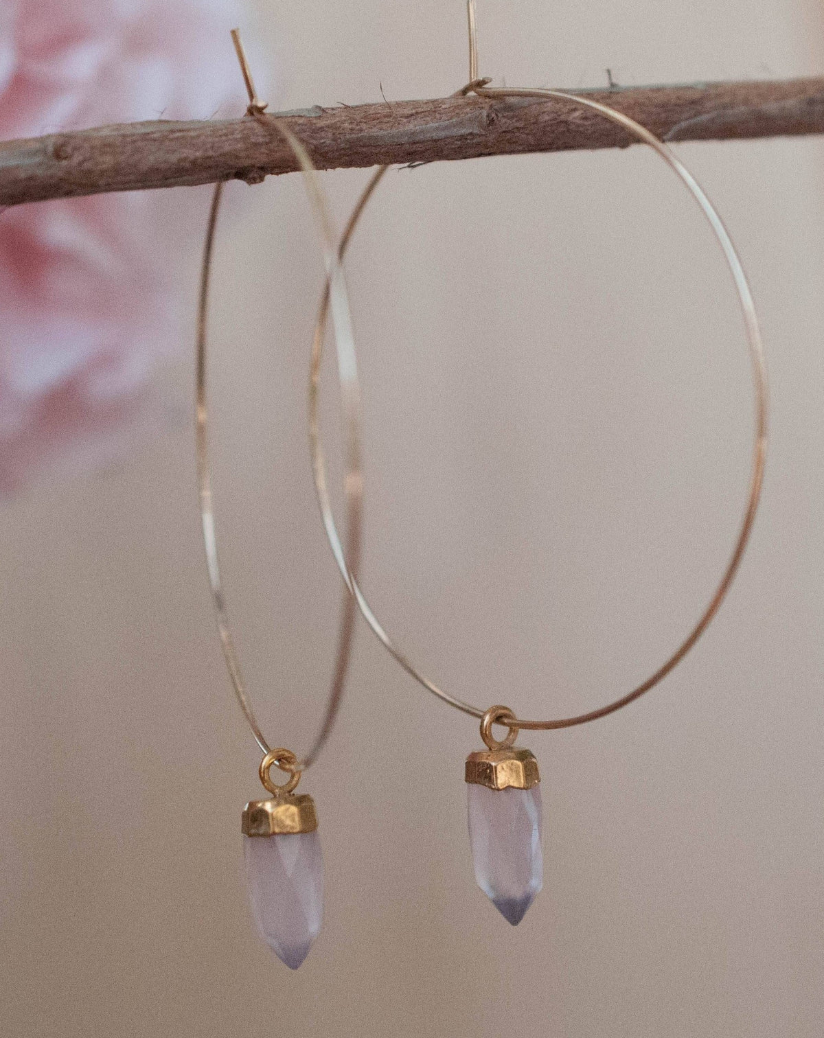 Amelia Earrings * Rose Quartz  * Sterling Silver or Gold Filled * BJE101B