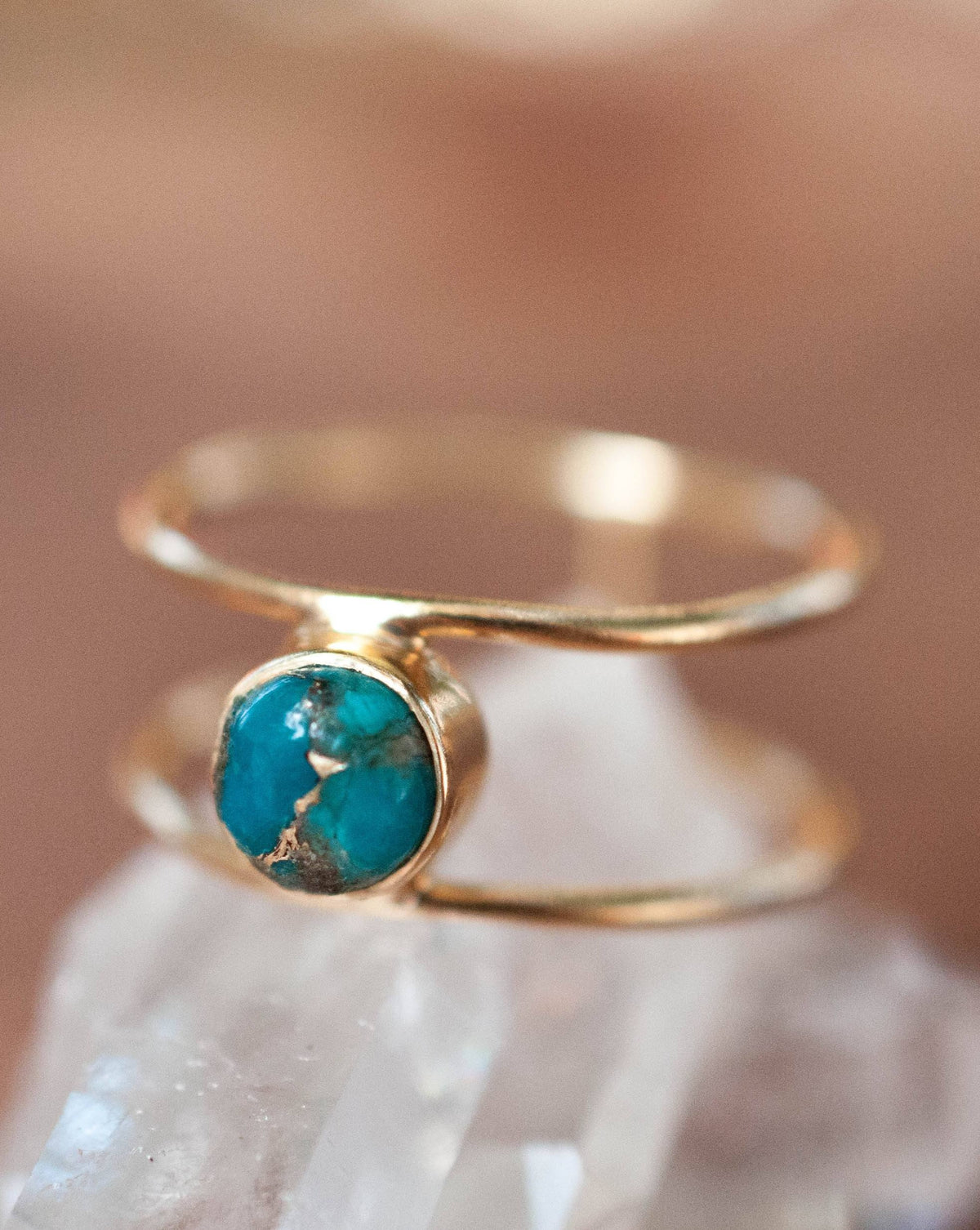 Copper Turquoise Ring * Gold * Statement * Gemstone * Natural * Organic * Ocean * Blue * Mermaid * Handmde * Double Band * Everyday BJR026