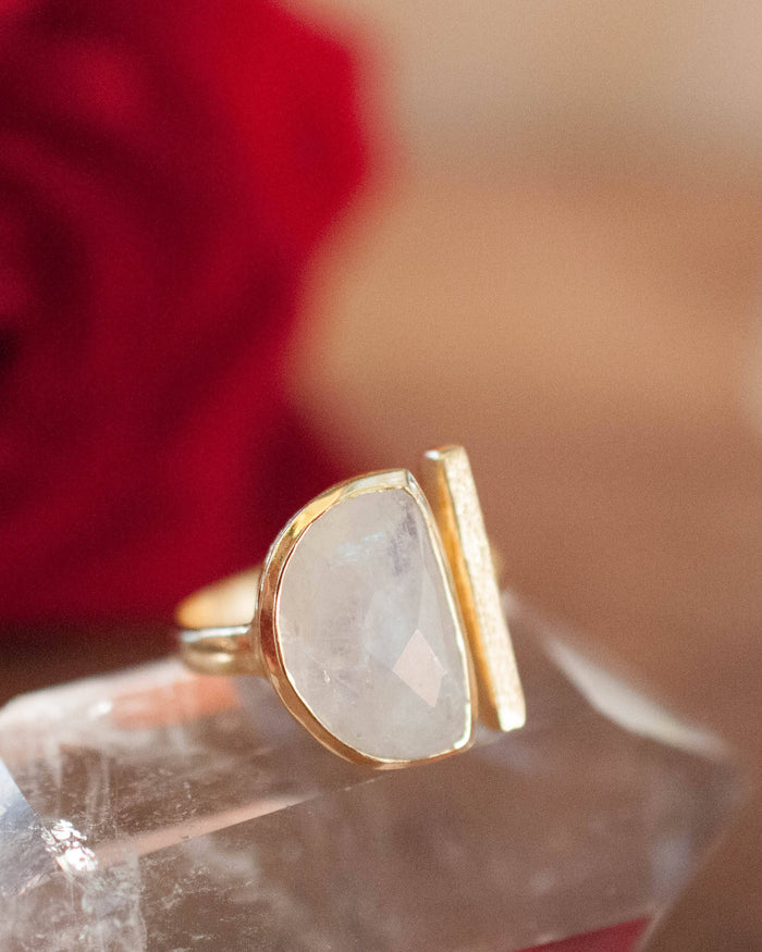 Moonstone Ring * Gold Vermeil Adjustable * Bridal * Statement * Gemstone * Bridesmaid* White* Handmade*Gift for Her*June Birthstone BJR110