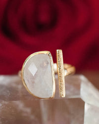 Moonstone Ring * Gold Vermeil Adjustable * Bridal * Statement * Gemstone * Bridesmaid* White* Handmade*Gift for Her*June Birthstone BJR110