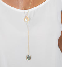 Tammy Y Necklace * Labradorite and Aqua Chalcedony * Gold Plated 18K * BJN023