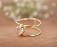 Rose Quartz Ring * Gold * Statement * Gemstone * Pink * Bridal * Wedding * Organic * Natural* Handmade * Bridesmaid * Thin band * BJR030