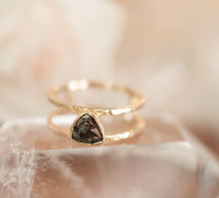 Black Diamond Ring * Triangular * Triangle *Gold Vermeil * Sparkle * Engagement * Bridal *Bridesmaid * Handmade* Rough Mosaic* Uneven BJR083