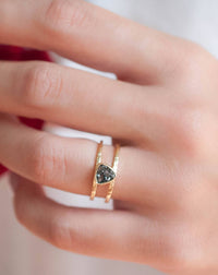Black Diamond Ring * Triangular * Triangle *Gold Vermeil * Sparkle * Engagement * Bridal *Bridesmaid * Handmade* Rough Mosaic* Uneven BJR083