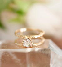 White Topaz  Triangle Gold Vermeil Ring * Wedding * Engagement * Handmade * Statement * Bycila *Boho *Hippie * Bridal * Bridesmaid BJR084