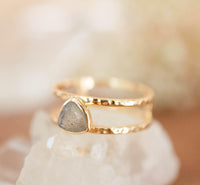Labradorite Triangle Ring * Gold * Statement * Gemstone * Bridal *Bridesmaid * Wedding * Organic * Everyday* Triangular * Triangulum BJR082