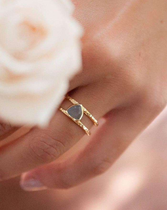 Labradorite Triangle Ring * Gold * Statement * Gemstone * Bridal *Bridesmaid * Wedding * Organic * Everyday* Triangular * Triangulum BJR082