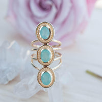 SALE Aqua Chalcedony Ring * Boho * Gemstone * Handmade * Bohemian* Gold Plated*Statement*November *December Birthstone *Gypsy *Bycila BJR091