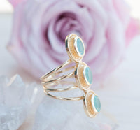 SALE Aqua Chalcedony Ring * Boho * Gemstone * Handmade * Bohemian* Gold Plated*Statement*November *December Birthstone *Gypsy *Bycila BJR091