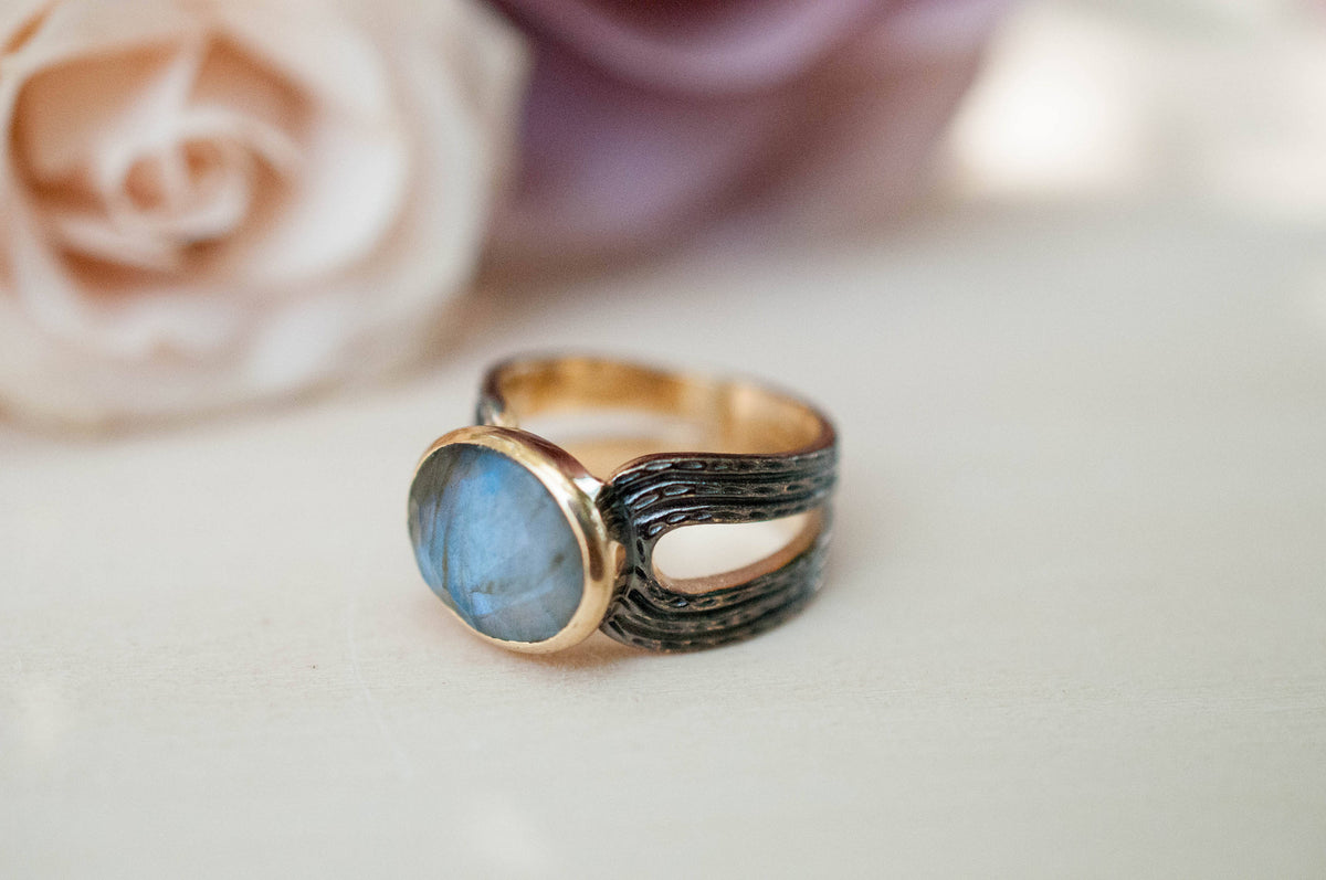 Labradorite Gold Plated 18k Ring * Labradorite *Genuine Gemstones * Handmade * Statement * Natural * Organic * Gift for her * BJR043