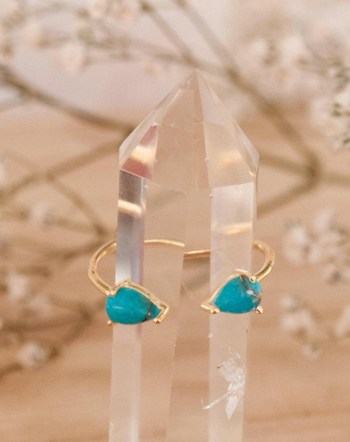 SALE Adjustable Turquoise Ring * Gold Vermeil Ring * Gemstone Ring * Wedding * Engagement * Handmade * Boho BJR048