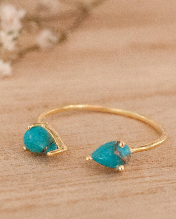 SALE Adjustable Turquoise Ring * Gold Vermeil Ring * Gemstone Ring * Wedding * Engagement * Handmade * Boho BJR048
