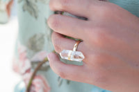 Gold Plated 18k Ring * Crystal Quartz  * Gemstones * Handmade * Statement * Natural * Organic * Gift for her * Jewelry*Bycila*BJR226