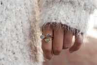 Gold Vermeil14k Ring * Labradorite * Moonstone * Aqua Chalcedony *Gemstones * Handmade * Statement * Natural * Organic * BJR042