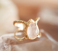 Rose Quartz Ring * Hammered Band * Gold Ring * Statement Ring * Gemstone Ring * Pink * Wedding Ring * Organic Ring * Natural* BJR142