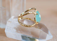 Aqua Chalcedony Ring * Hammered Band * Gold Ring * Statement Ring * Gemstone Ring * Wedding Ring * Organic Ring * Natural* BJR140