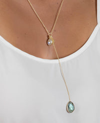Tammy Y Necklace * Labradorite and Aqua Chalcedony * Gold Plated 18K * BJN023