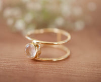 Rose Quartz Ring * Gold * Statement * Gemstone * Pink * Bridal * Wedding * Organic * Natural* Handmade * Bridesmaid * Thin band * BJR030