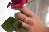 Aqua Chalcedony Ring * Triangle Gold* Statement * Gemstone * Teal * Aqua Chalcedony * Bridal *Wedding* Organic *Natural * Triangular BJR081