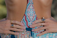 S A L E ** Chalcedony Desert Druzy & Pearl Ring * Gold * Statement *Gemstone * Fresh Water Pearl *Organic* Raw * Handmade*Tear Drop BJR231