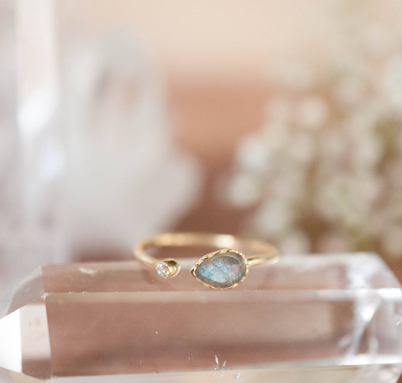 Labradorite Ring *Adjustable Gold Vermeil or Sterling Silver 925 * Statement*Gemstone * Wedding Bridesmaid *Boho *Bohemian *Handmade BJR035