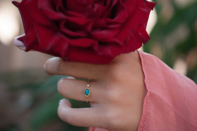 Copper Turquoise Ring * Sterling Silver 925* Adjustable * Gemstone * Handmade * Natural * Organic Ring * Ocean Casual *  BJR038