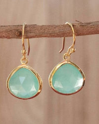 Lihue Earrings * Aqua Chalcedony * Gold Plated 18k or Sterling Silver 925 * BJE063A