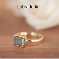 Labradorite Ring * Blue Topaz Ring * Green Amethyst * * Statement * Gemstone * Bohemian * Handmade * Stackable - BJR015