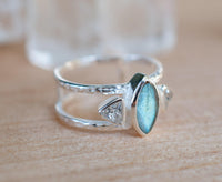 Labradorite & White Topaz Ring * Sterling Silver Ring * Statement Ring *Gemstone Ring * Labradorite * Bridal Ring *Wedding Ring  * BJR147