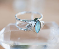 Labradorite & White Topaz Ring * Sterling Silver Ring * Statement Ring *Gemstone Ring * Labradorite * Bridal Ring *Wedding Ring  * BJR147