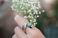 Turquoise Ring * Sterling Silver 925* Statement * Gemstone * Adjustable Turquoise * Organic * Ocean * Blue * Natural* Handmade BJR232