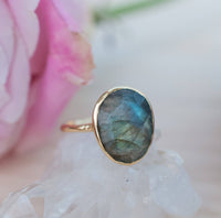 Rainbow Labradorite Ring * Gold Ring * Gemstone * Gold Plated * Statement *Bridal *Wedding * Natural * Thin *Handmade BJR066