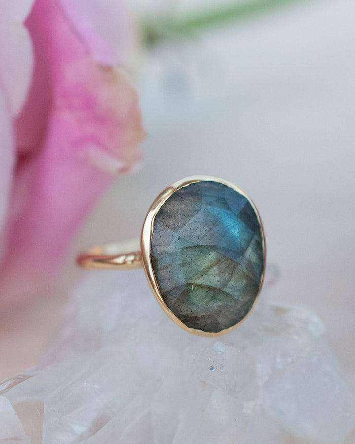 Rainbow Labradorite Ring * Gold Ring * Gemstone * Gold Plated * Statement *Bridal *Wedding * Natural * Thin *Handmade BJR066