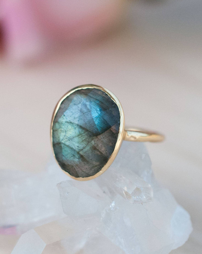 Rainbow Labradorite Ring * Gold Ring * Gemstone * Gold Plated * Statement *Bridal *Wedding * Natural * Thin *Handmade BJR066