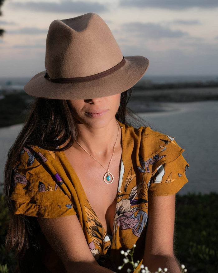 Pietra Necklace * Copper turquoise * Gold Plated * BJN004