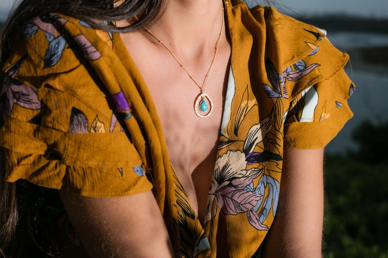 Pietra Necklace * Copper turquoise * Moonstone * Labradorite * Aqua Chalcedony * Gold Vermeil * BJN004