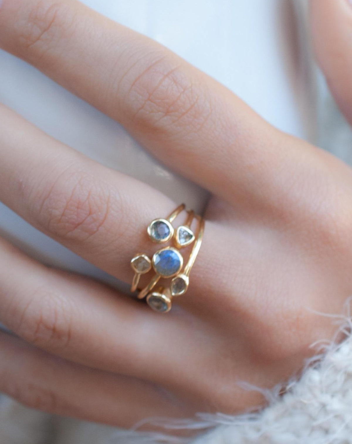 Rainbow Labradorite Gold Ring  * Adjustable *Gemstone * Handmade * February Birthstone * Semi Precious Stone *Statement*Boho*Bohemian*BJR183