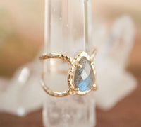 Labradorite Ring * Hammered Band * Gold Ring * Statement Ring * Gemstone Ring * Pink * Wedding Ring * Organic Ring * Natural* BJR141