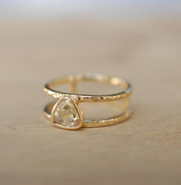 Yellow Topaz  Triangle Gold Vermeil Ring * Wedding * Engagement * Handmade * Statement * Bycila *Boho *Hippie * Bridal * Bridesmaid BJR086