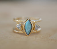 Labradorite & White Topaz Ring * Gold Vermeil Ring * Statement Ring *Gemstone Ring * Labradorite * Bridal Ring *Wedding Ring  * BJR146