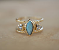 Labradorite & White Topaz Ring * Gold Vermeil Ring * Statement Ring *Gemstone Ring * Labradorite * Bridal Ring *Wedding Ring  * BJR146